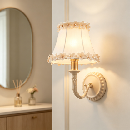 Cream Flower Pearl Wall Sconce