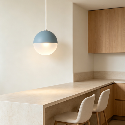 Dusty Blue Half Sphere Pendant Light