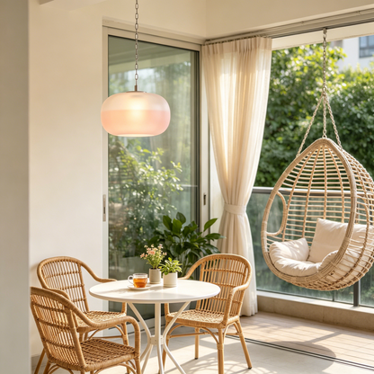 Pink Gradient Pumpkin Glass Pendant Light