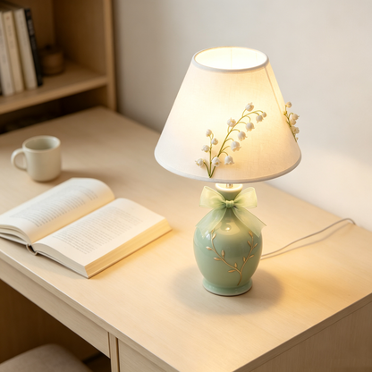 Sage Green Lily of the Valley Table Lamp