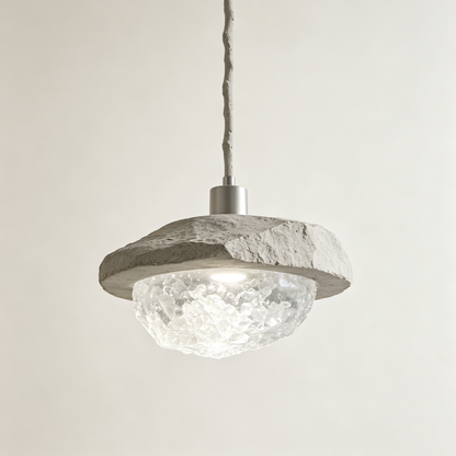 Concrete Rock Crystal Pendant Light