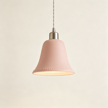 Pink Bell Bead Trim Pendant Light