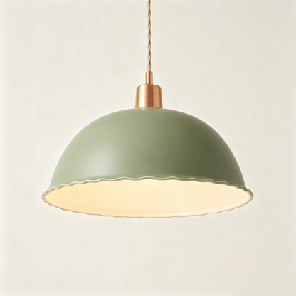 Sage Green Scallop Dome Pendant Light