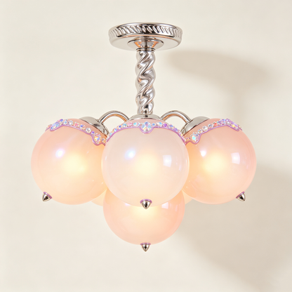 Pink Opal Ball Girly Ceiling Chandelier
